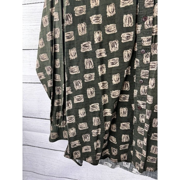 VTG Ralph Lauren Chaps Large Shirt Button Down Long Sleeve Green Leaves Nature - Picture 5 of 9